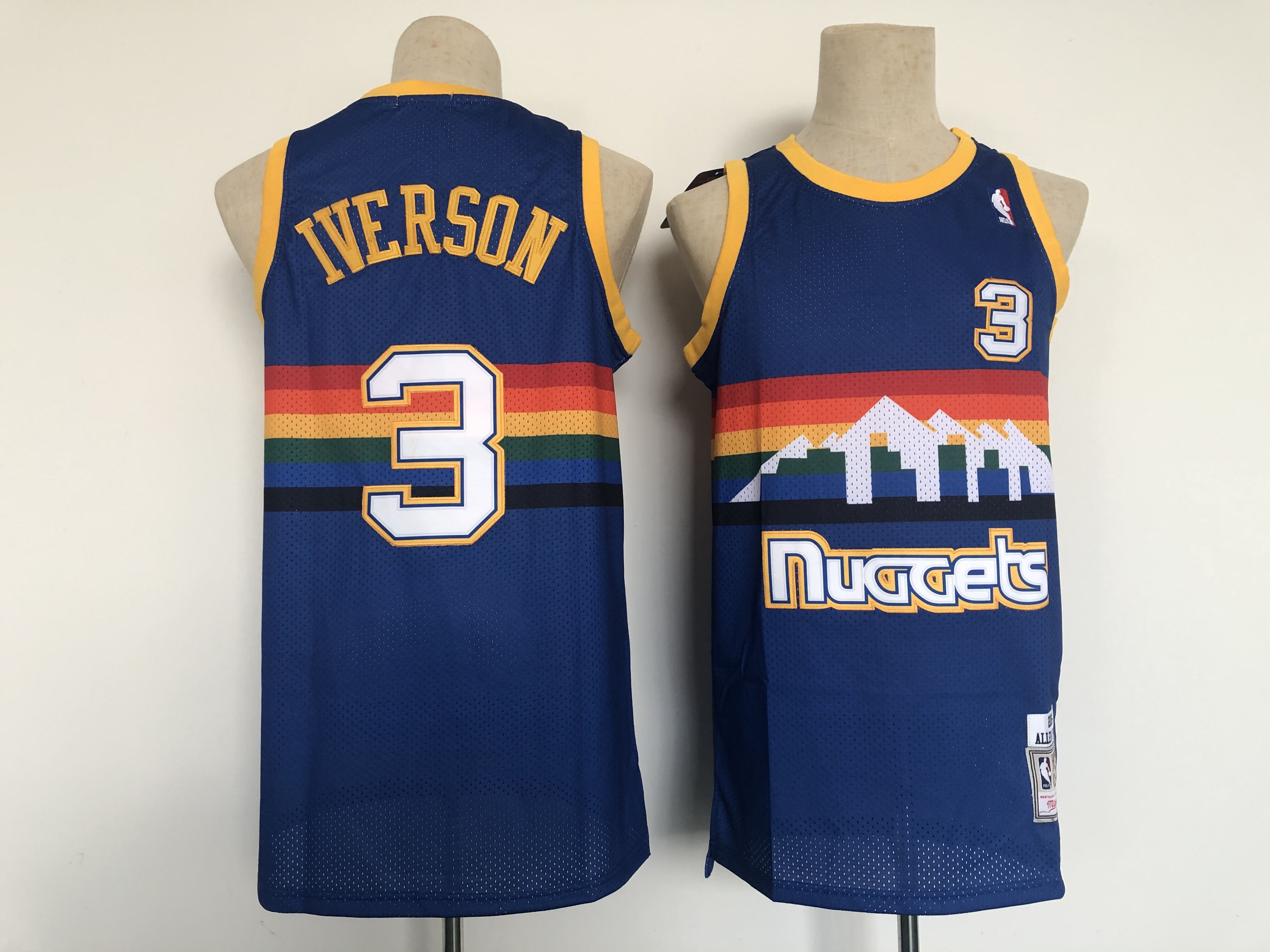 NBA Men Denver Nuggets 3 Iverson Navy blue jersey